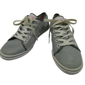 Size 7 Vans Womens Gray Canvas Low-Top Sneakers US Lace-Up Closure Preppy Pink